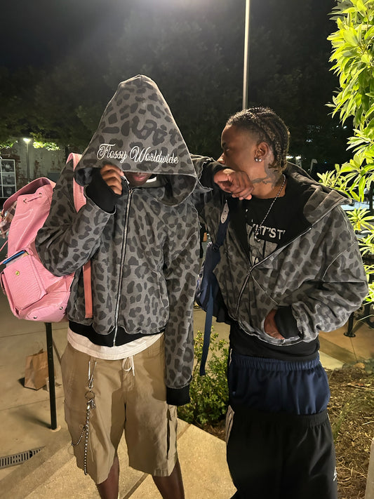 Black Leopard Thermal Zip Up (Reversible)